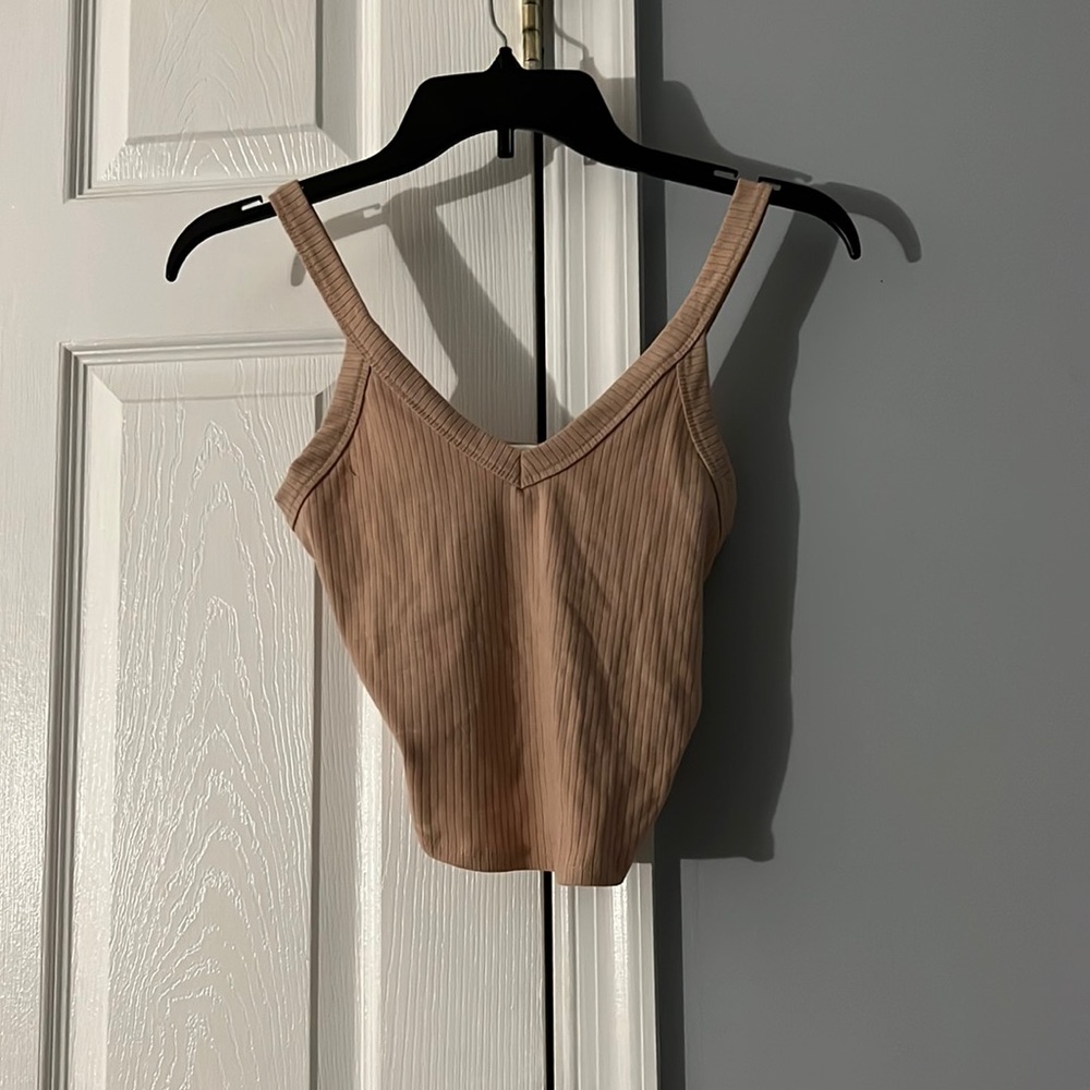 Tan tanked crop top